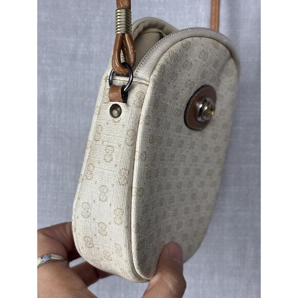 Vintage Gucci GG Supreme Monogram Crossbody Bag Leather Trim Italy Authentic - Picture 4 of 11